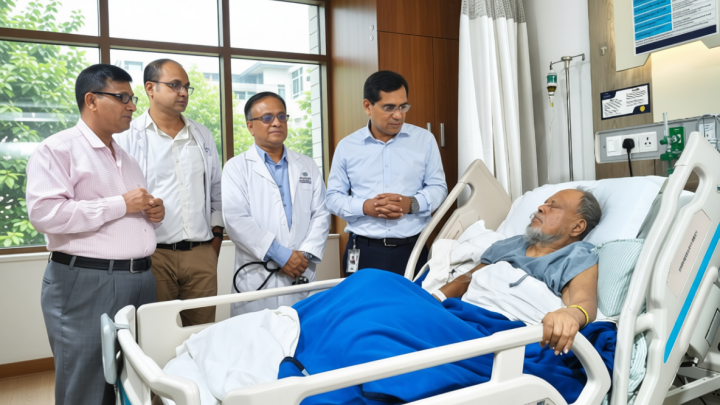 ব্যারিস্টার রফিকুল ইসলামের স্বাস্থ্যের খোঁজ নিলেন প্রধানমন্ত্রীর প্রতিনিধি