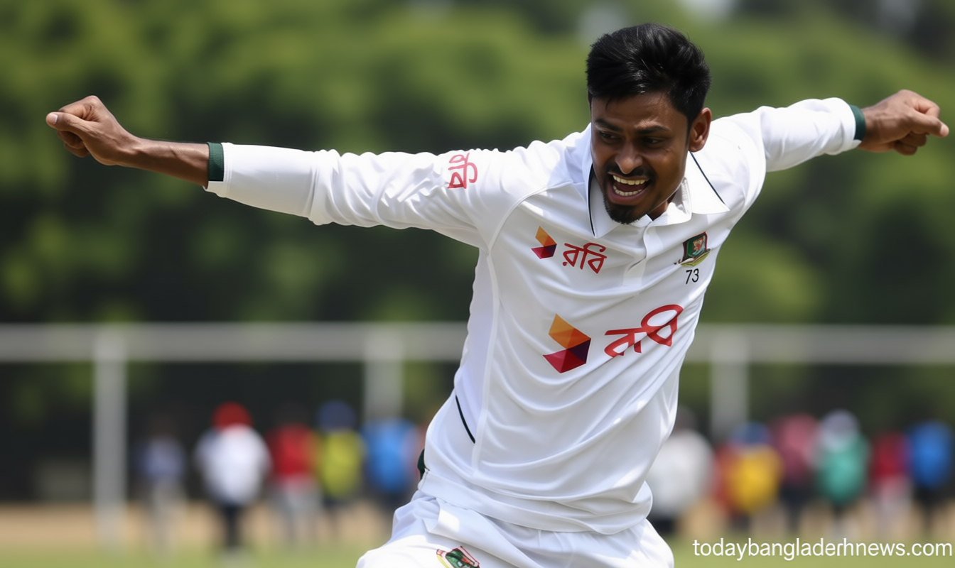 তাইজুলের ৭ উইকেট, দ্বিতীয় দিন শেষে ২৩০ রানে পিছিয়ে বাংলাদেশ
