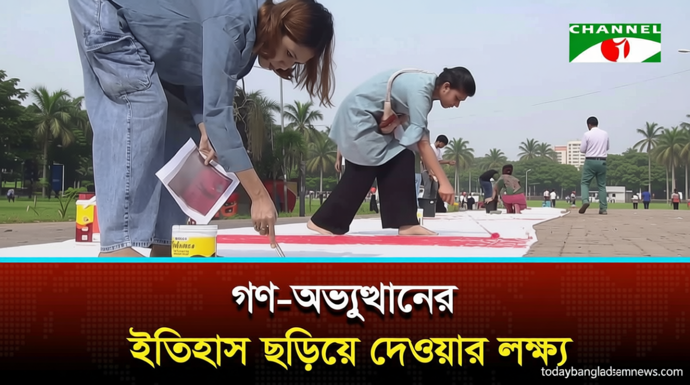জাতীয় সংসদ ভবনের সামনে জুলাই গ্রাফিতি কার্যক্রম